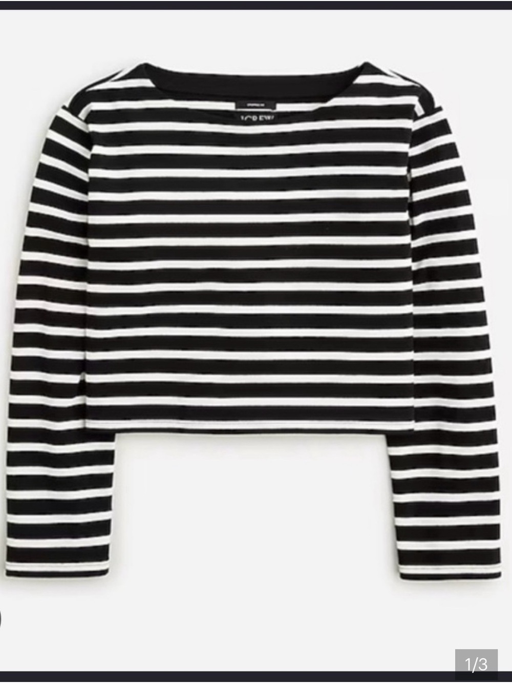 JCrew mariner Black & White Striped Long-Sleeve Cropped t shirt
